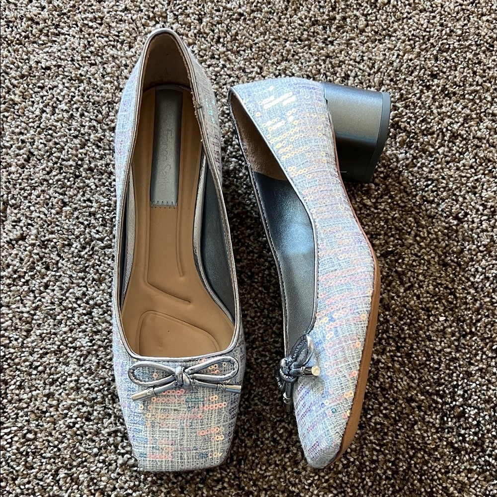 Franco Sarto Silver sequin heels sz 7 women’s